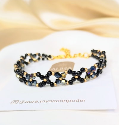 Pulsera Luz • Negra y Dorada
