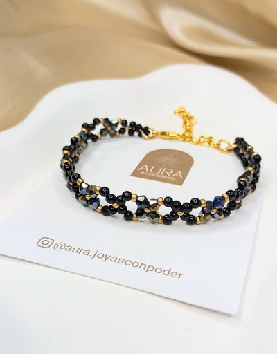 Pulsera Luz • Negra y Dorada