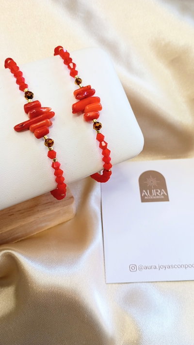 Piedra Coral Rojo • Pulsera 