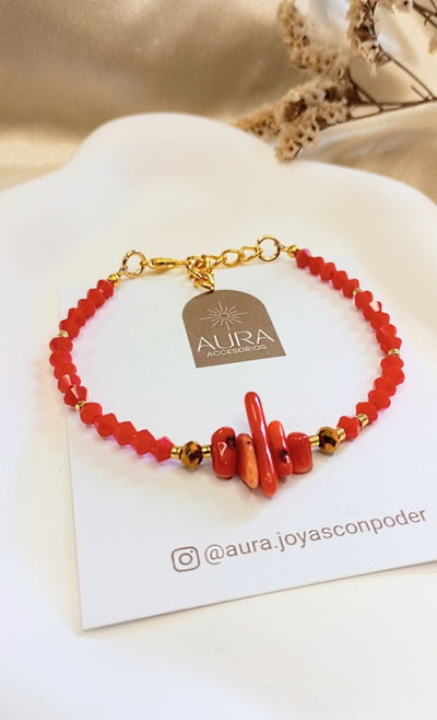 Piedra Coral Rojo • Pulsera 