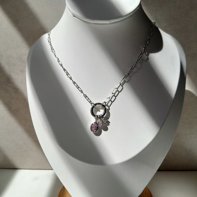 Collar Charm Cristal Rosa 🩷