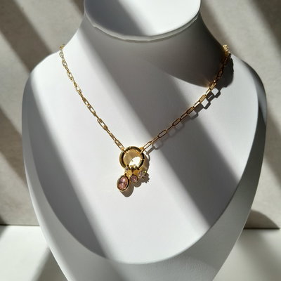 Collar Charms Cristal Rosa 💗