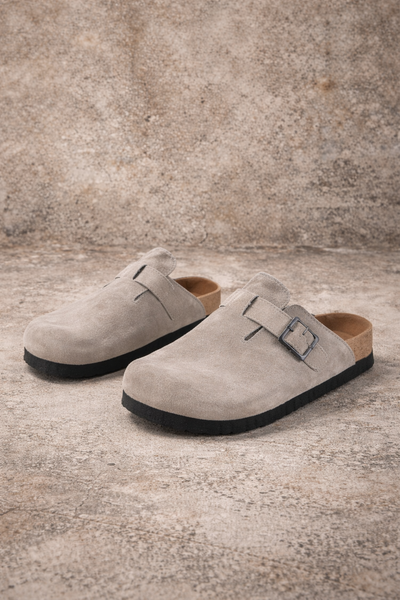 Zuecos Gamuzados Gris