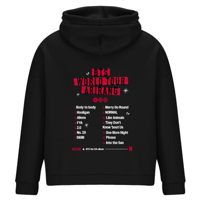 Buzo canguro BTS Arirang Tracklist (frente y dorso)