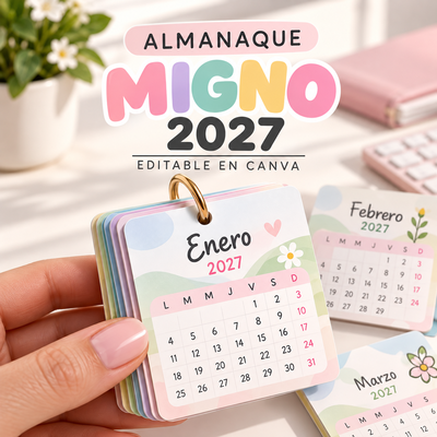 Almanaque Mignon 6x6cm | Editable Canva 