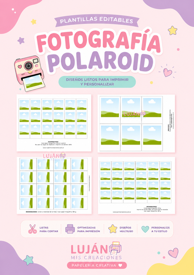 EDITABLE EN CANVA | Pack de Fotos Polaroid + Packaging