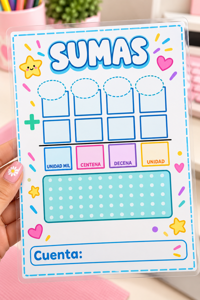 Matemático | Sumas y Restas – Plastificadas Reutilizables