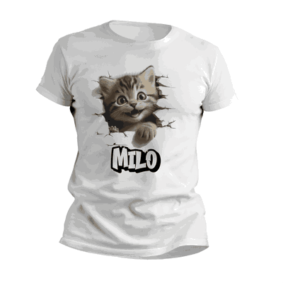 Remeras con Gato Personalizando su Nombre 3D - 6301