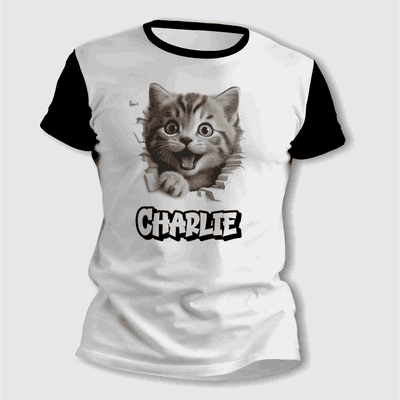 Remeras de la Gatita con su Nombre Personalizado 3D - 6304