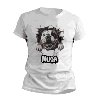 Remeras Perrito Bulldog Inglés Personalizando su Nombre - 6404