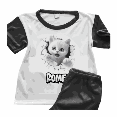 Pijamas de Gatito Personalizado 3D con su Nombre - 6309
