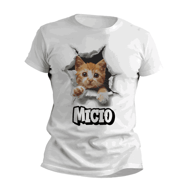 Remeras con Gata Personalizando su Nombre 3D - 6302