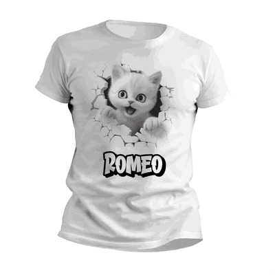 Remeras con Gatito Personalizando su Nombre 3D - 6309