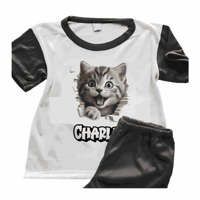 Pijamas de Gatita Personalizado 3D con su Nombre - 6304