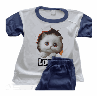 Pijamas de Gatito Personalizado 3D con su Nombre - 6303