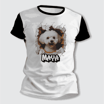 Remeras de Cachorro Caniche Personalizando su Nombre - 6405