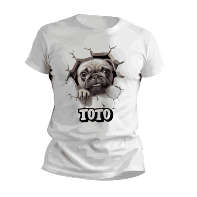 Remeras Perrito Pug Personalizando su Nombre - 6414