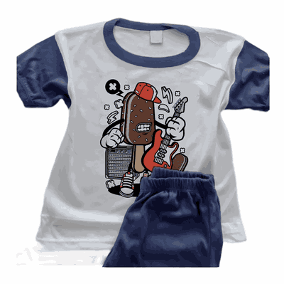 Pijamas Rockero con Caricatura de Helado - Infantiles y Adultos - 0409