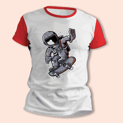 Remeras Skater con Astronauta Patinando - Envío a todo el País - 0961