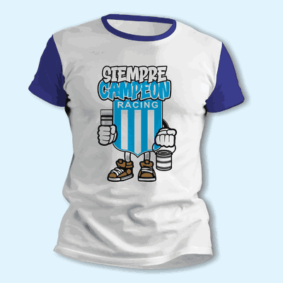 Remeras Racing Club Siempre Campeón de Futbol - 9001
