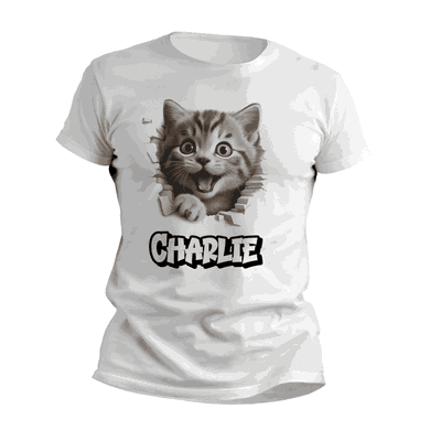 Remeras con Gatita Personalizando su Nombre 3D - 6304