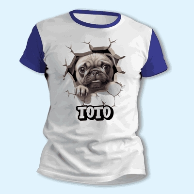 Remeras de Cachorro Pug Personalizando su Nombre - 6414