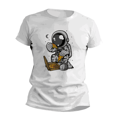 Remeras con Astronauta Comiendo Pizza - Diseños Originales - 0944