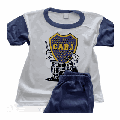 Pijamas con Batería con Escudo Boca Juniors  - Infantiles y Adultos - 9039