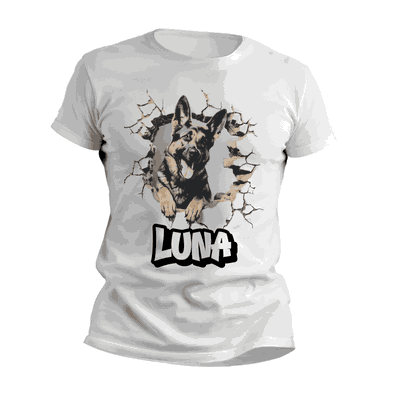 Remeras Perrito Ovejero Alemán Personalizando su Nombre - 6407