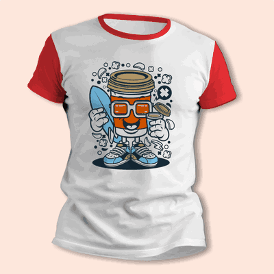 Remeras Surf - Caricatura de Café Divertida - Envío a todo el País - 0608