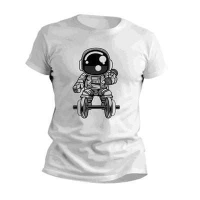 Remeras de GYM con Astronauta Entrenando - Diseños Originales - 0925