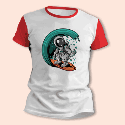 Remeras Surf con Astronauta en Tabla - Envío a todo el País - 0973