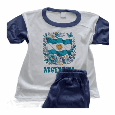 Pijama con la Bandera Argentina y Flores - 6878