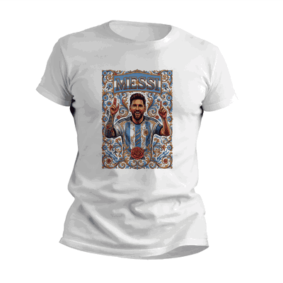Remera en Fileteado Porteño Messi Festejando - 6872