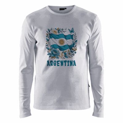 Remera Manga Larga Bandera Argentina con Flores 6878