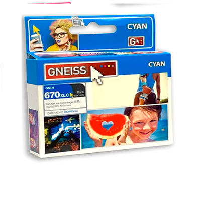 CARTUCHO ALTERNATIVO GNEISS HP 670 CYAN