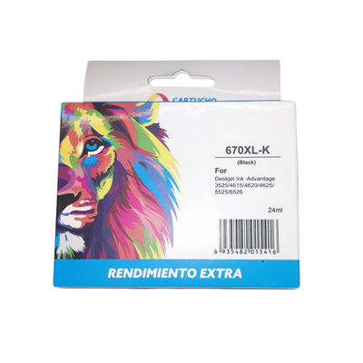 CARTUCHO ALTERNATIVO HP 670B 