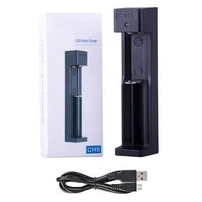CARGADOR DE PILA UNITARIO USB CH5 NEGRO