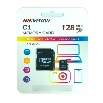 MICRO SD 128.00 GB HIKVISION 2 EN 1 CLASE 10