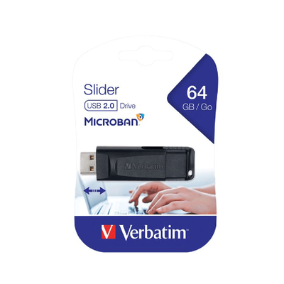  PENDRIVE USB 64GB VERBATIM SLIDER NEGRO USB 2.0