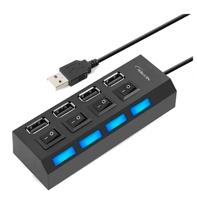 HUB USB NETMAK 4P NM-AC08 C/ SWITCH + LED