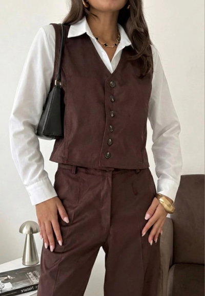 Chaleco sastrero suede 