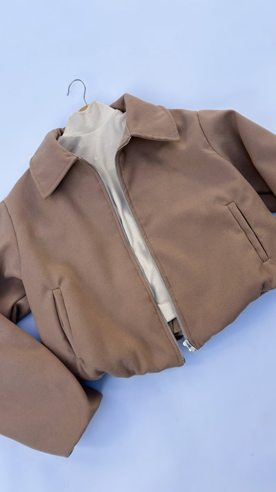 Campera bomber paño beige 