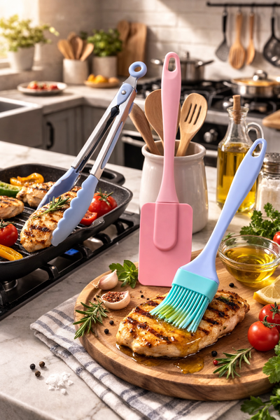 Set silicona: Pinza, espátula, pincel