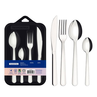 Juego 16 piezas. Cubiertos acero inoxidable tramontina