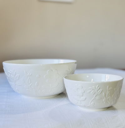 Bowl y ensaladera ceramica con relieve