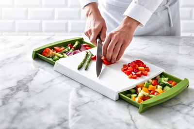 Tabla de picar con compartimentos 