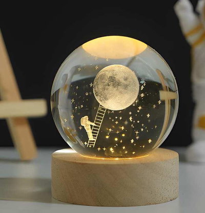 Velador Esfera  de Cristal con diseño