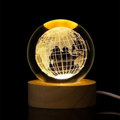 Velador Esfera  de Cristal con diseño