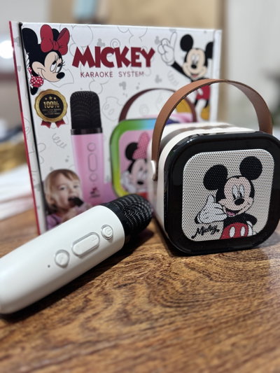 Parlante con microfono para karaoke motivo mickey